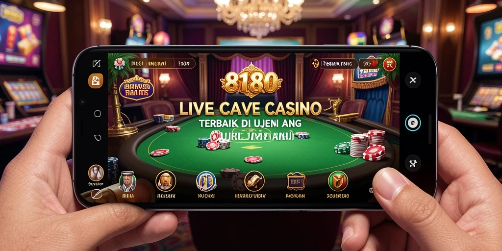 Tangkapan layar permainan Live Casino 8180 menampilkan dealer dan gameplay yang menarik.