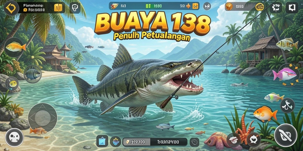 Screenshot gameplay BUAYA138 menampilkan aksi seru saat menangkap ikan.