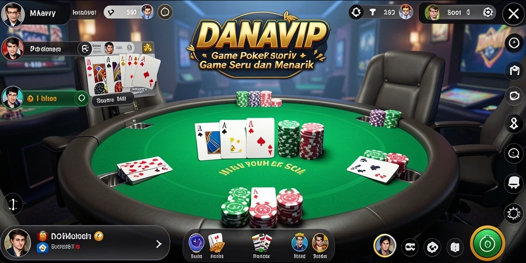 Screenshot gameplay menarik dari DANAVIP menunjukkan aksi poker yang seru.
