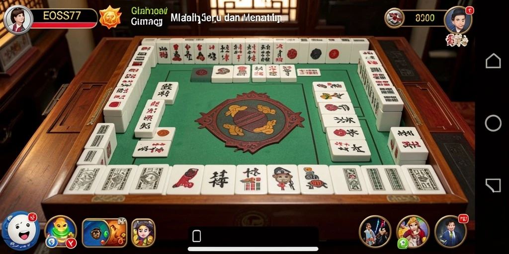 Tampilan gameplay Mahjong yang mengasyikkan di EOS77.