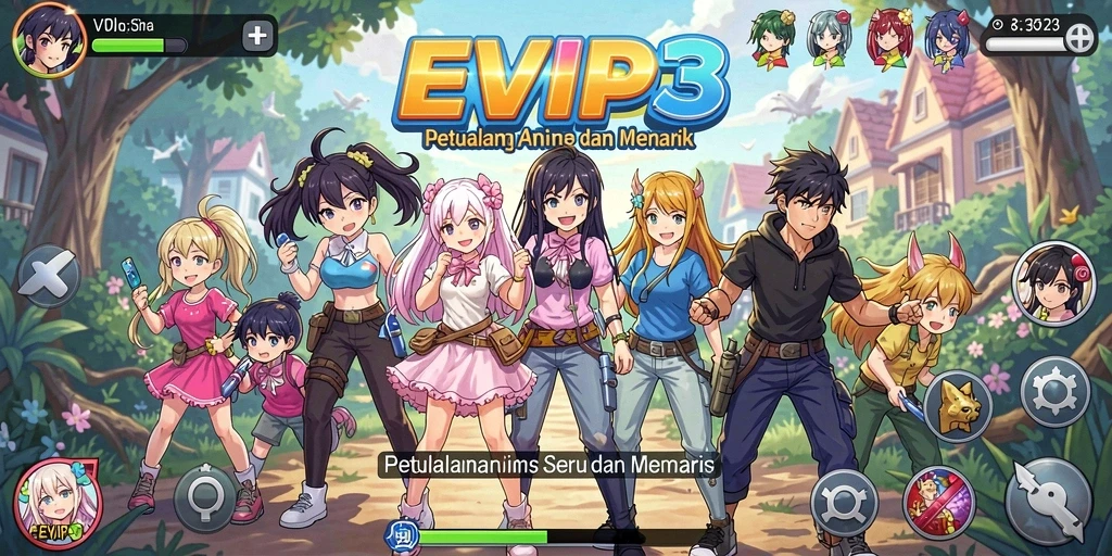 Tampilan gameplay EVIP3 yang memukau dan penuh warna.