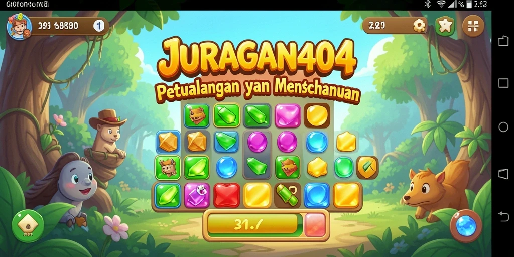 Screenshot gameplay JURAGAN404 menampilkan keseruan mencocokkan ikon Match-3.