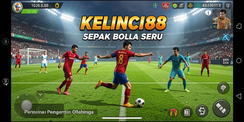 Tampilan permainan <strong>KELINCI88</strong> yang mendebarkan di lapangan sepak bola.