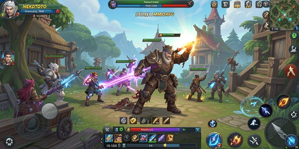 Tampilan gameplay seru dari NEKOTOTO dalam dunia MMORPG.