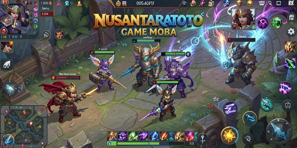 Tampilan gameplay menarik dari NUSANTARATOTO dengan aksi MOBA yang intens.