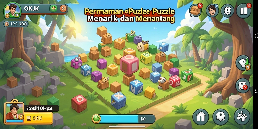 Tampilan gameplay OKJK dengan tantangan puzzle yang menarik.