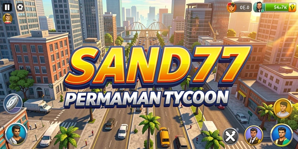 Screenshot gameplay SAND77 menampilkan aksi pengelolaan bisnis yang seru.