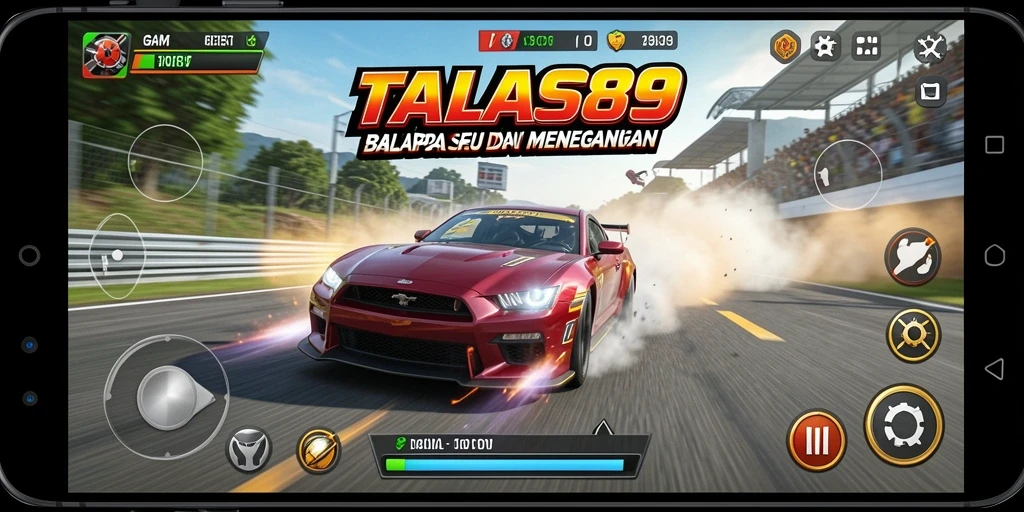 Tampilan gameplay balapan yang menegangkan di TALAS89.