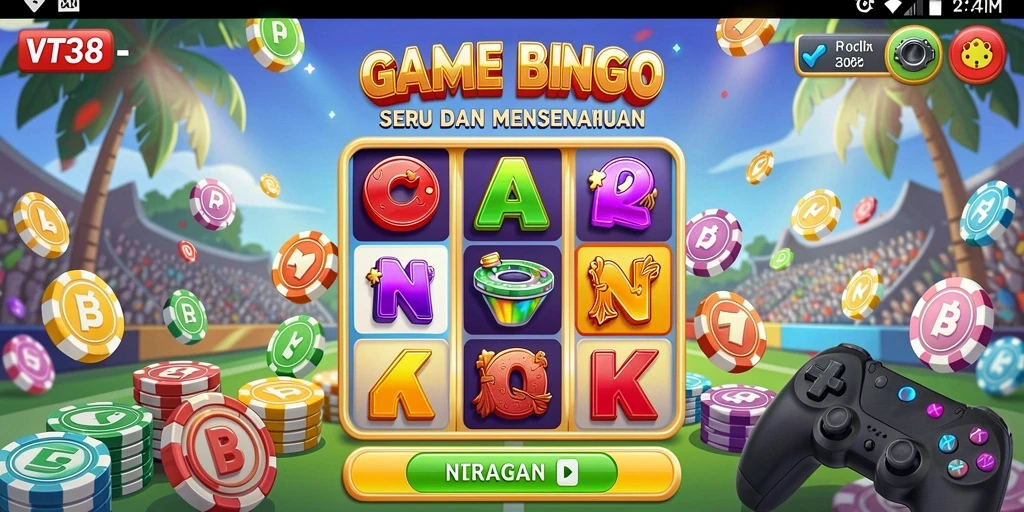 Gameplay menarik permainan Bingo dengan antarmuka yang cerah.